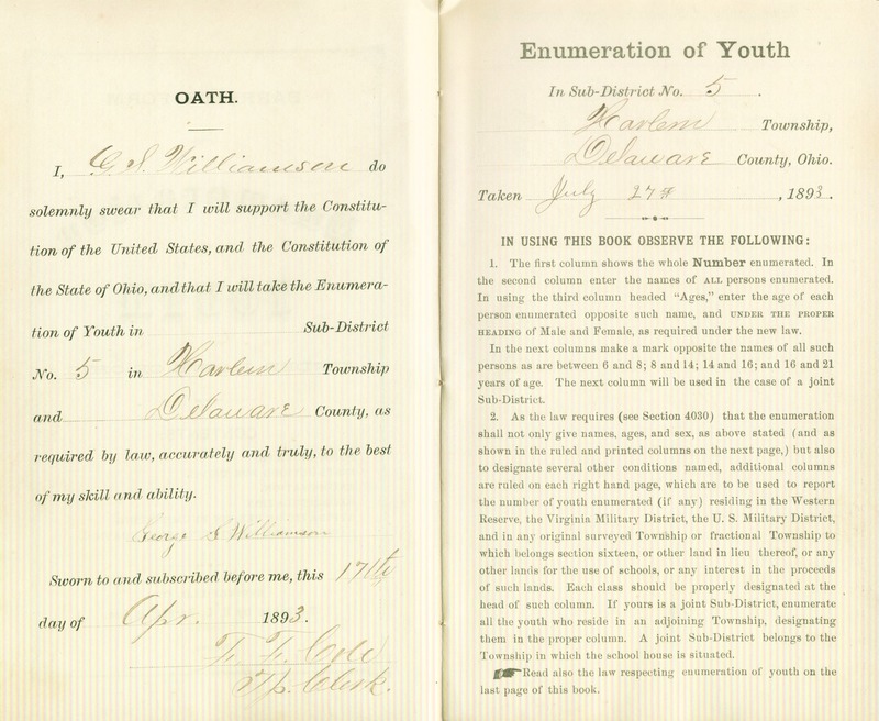 Harlem Township Enumeration of Youth Sub-District 5, July 27th, 1893 (p. 3)