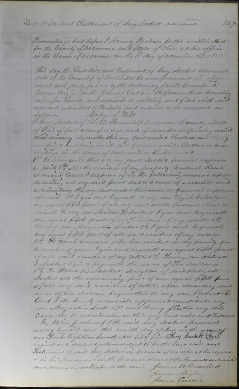 Delaware County Ohio Will Records Vol. 3 1850-1859 (p. 319)