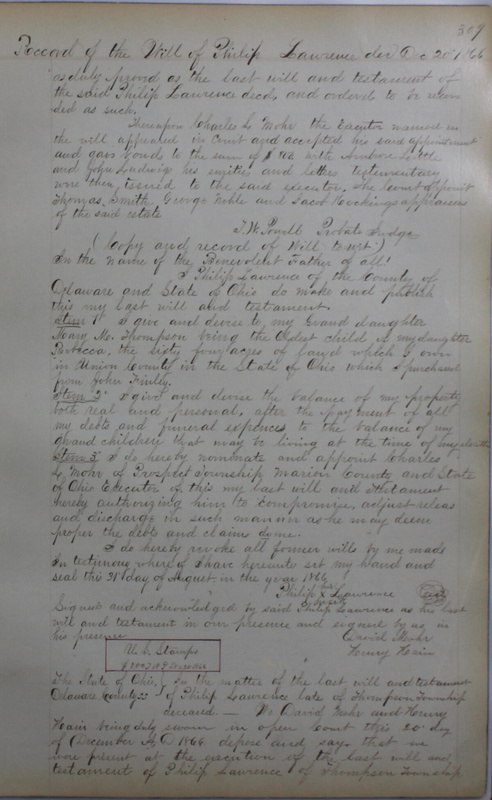 Delaware County Ohio Will Records Vol. 4 1859-1869 (p. 341)