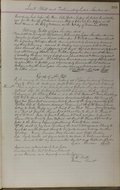 Delaware County Ohio Will Records Vol. 5 1869-1876 (p. 402)