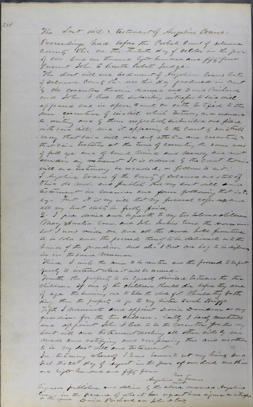 Delaware County Ohio Will Records Vol. 3 1850-1859 (p. 260)