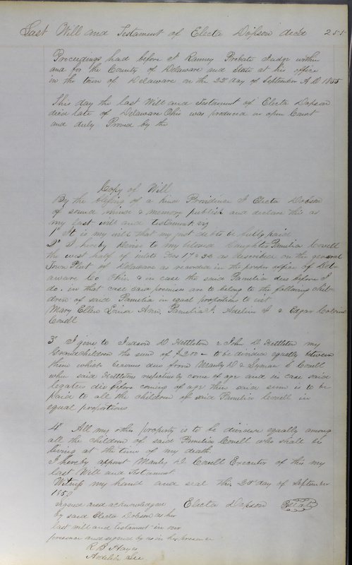 Delaware County Ohio Will Records Vol. 3 1850-1859 (p. 307)