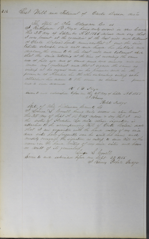 Delaware County Ohio Will Records Vol. 3 1850-1859 (p. 308)