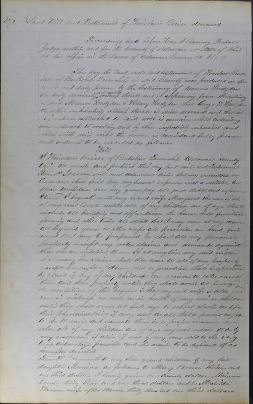 Delaware County Ohio Will Records Vol. 3 1850-1859 (p. 322)