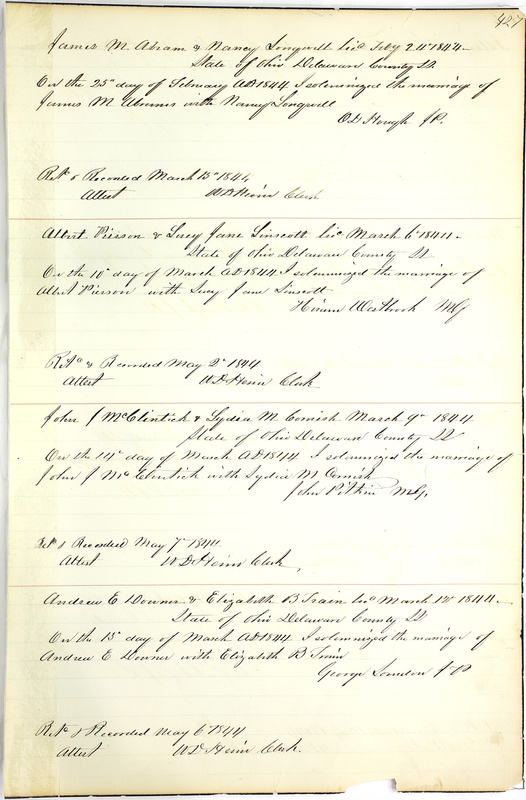 Marriage Records Vol.1 1835-1845 (p. 431)