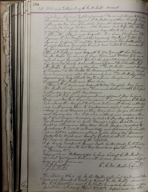 Delaware County Ohio Will Records Vol. 5 1869-1876 (p. 293)