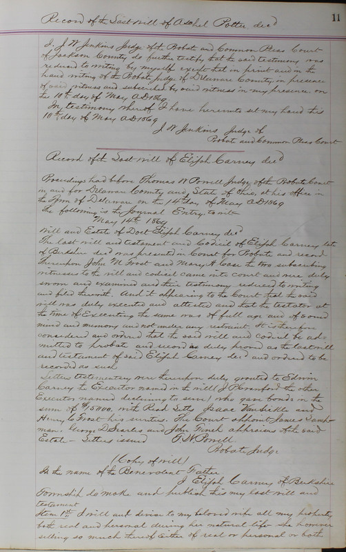 Delaware County Ohio Will Records Vol. 5 1869-1876 (p. 44)