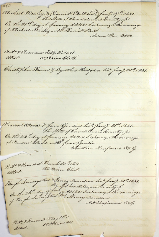 Marriage Records Vol.1 1835-1845 (p. 264)