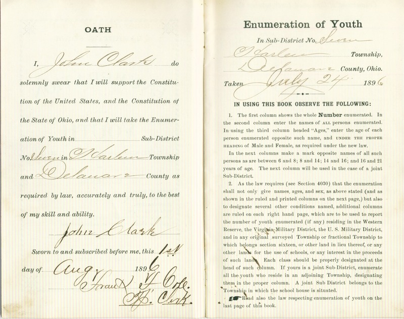 Harlem Township Enumeration of Youth Sub-District 7, July 24, 1896 (p. 3)