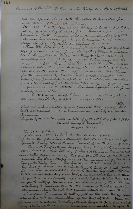 Delaware County Ohio Will Records Vol. 4 1859-1869 (p. 278)