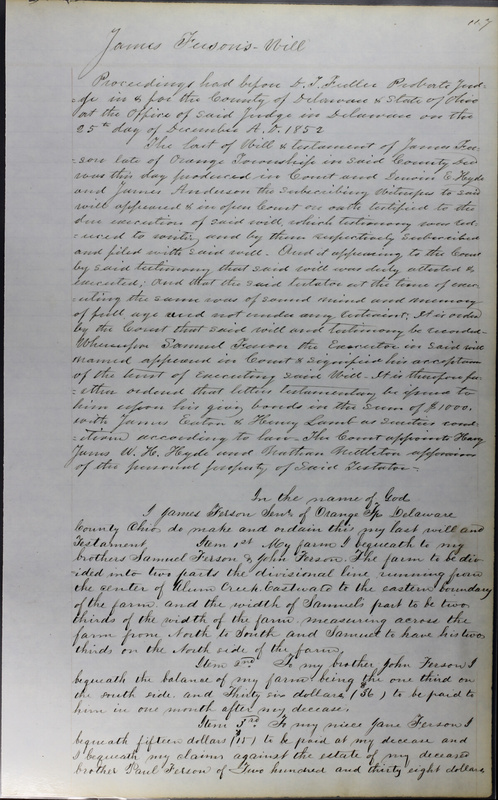 Delaware County Ohio Will Records Vol. 3 1850-1859 (p. 169)