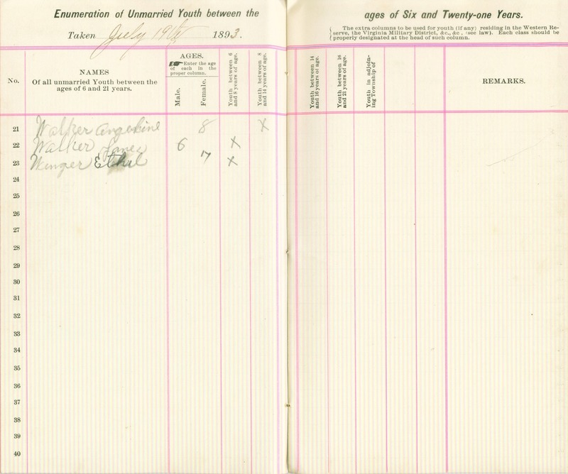 Harlem Township Enumeration of Youth Sub-District 2, July 19th, 1893 (p. 5)