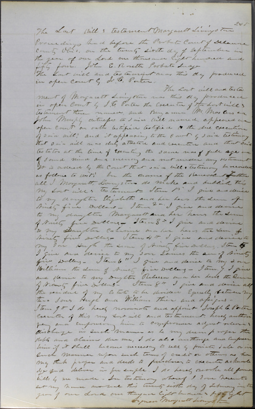 Delaware County Ohio Will Records Vol. 3 1850-1859 (p. 257)