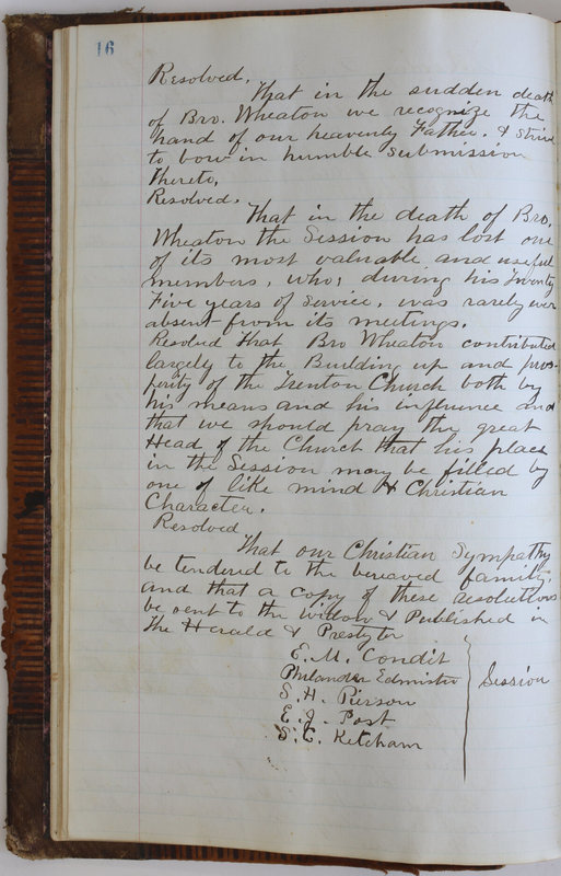 Sessional Records of the 1st Presbyterian Church of Trenton Delaware County Ohio 1873-1937 (p. 20)