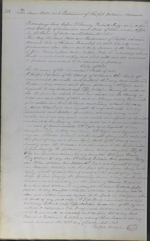 Delaware County Ohio Will Records Vol. 3 1850-1859 (p. 310)