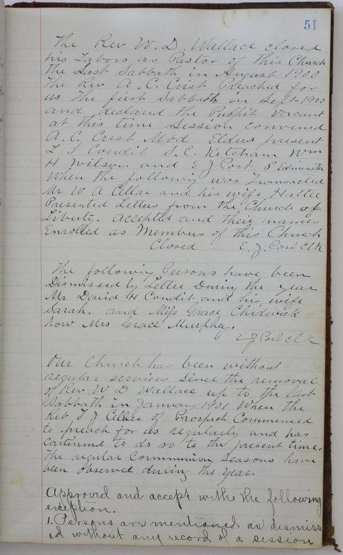 Sessional Records of the 1st Presbyterian Church of Trenton Delaware County Ohio 1873-1937 (p. 55)