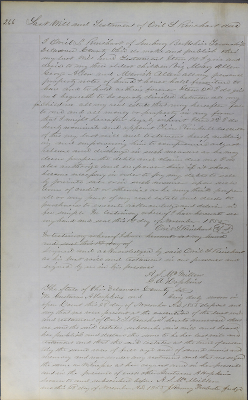 Delaware County Ohio Will Records Vol. 3 1850-1859 (p. 318)