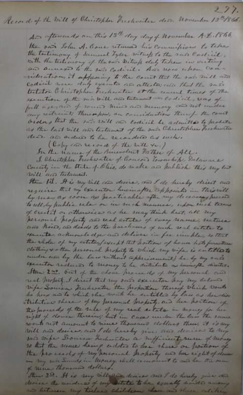 Delaware County Ohio Will Records Vol. 4 1859-1869 (p. 329)