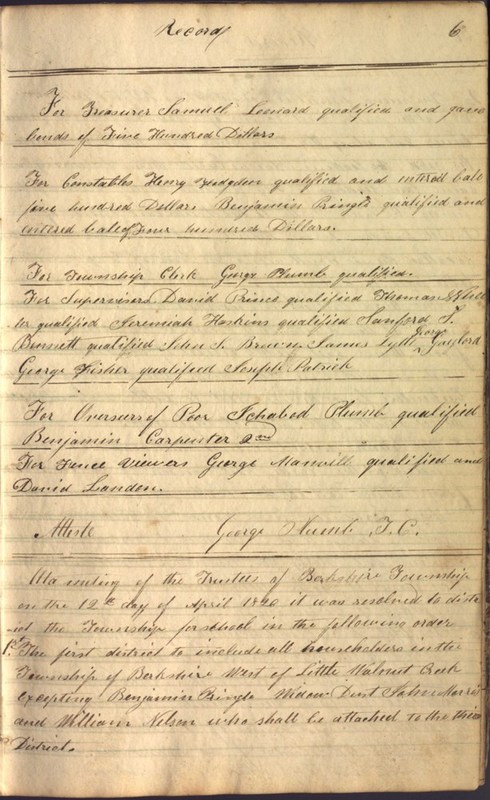 Record Book of Berkshire Township No. 2 1807-1843 (p. 19)