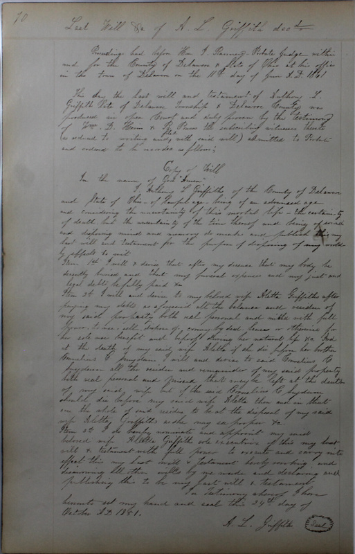 Delaware County Ohio Will Records Vol. 4 1859-1869 (p. 100)