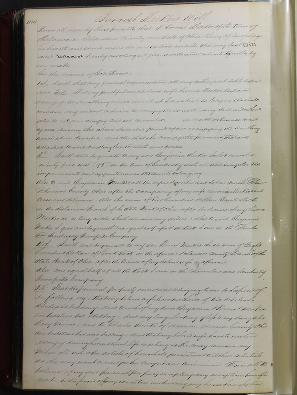 Delaware County Ohio Will Records Vol. 2 1835-1850 (p. 457)