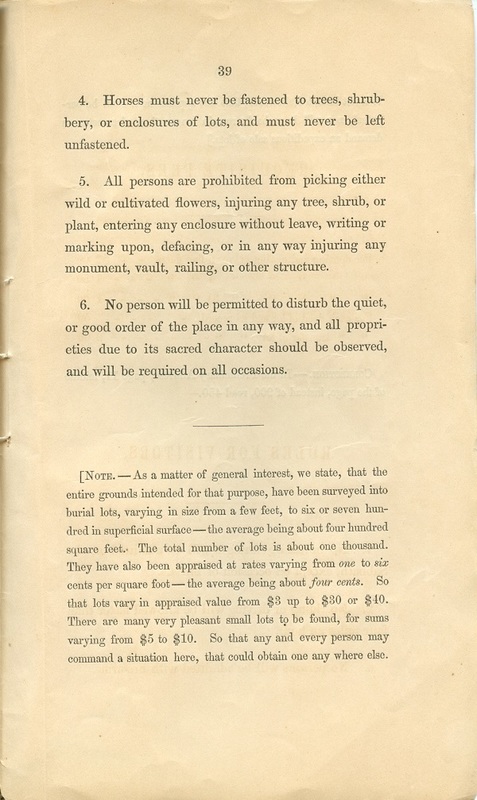 Rules and Regulations and Articles of Association of Oak Grove Cemetery (p. 42)