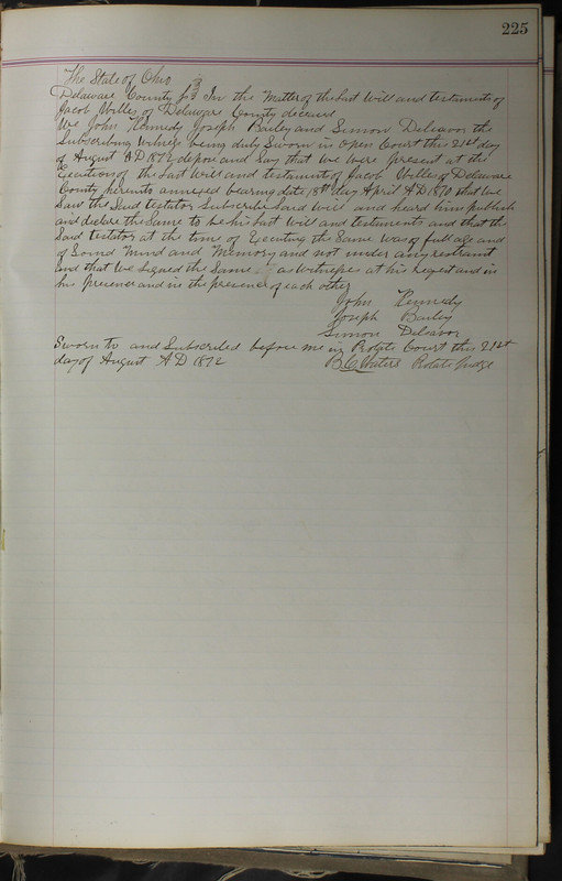 Delaware County Ohio Will Records Vol. 5 1869-1876 (p. 258)