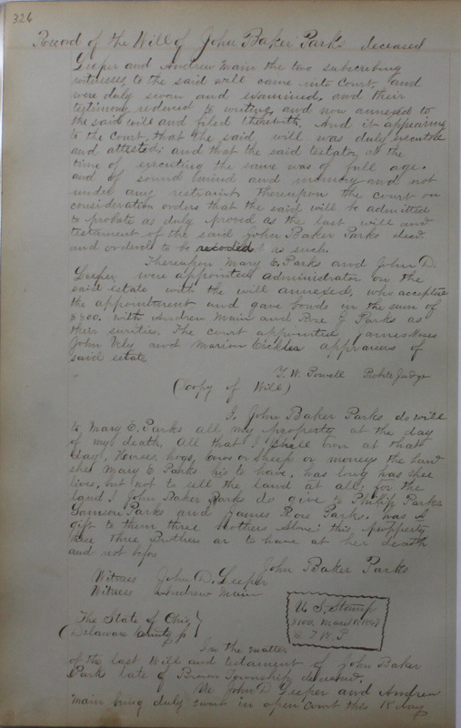 Delaware County Ohio Will Records Vol. 4 1859-1869 (p. 358)