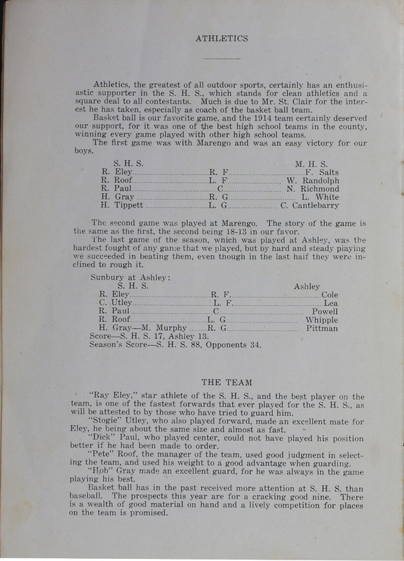 Annual of the Sunbury High School, Sunbury, Ohio. 1915 (p. 20)