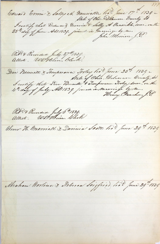 Marriage Records Vol.1 1835-1845 (p. 181)