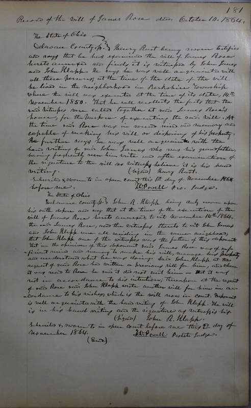 Delaware County Ohio Will Records Vol. 4 1859-1869 (p. 213)