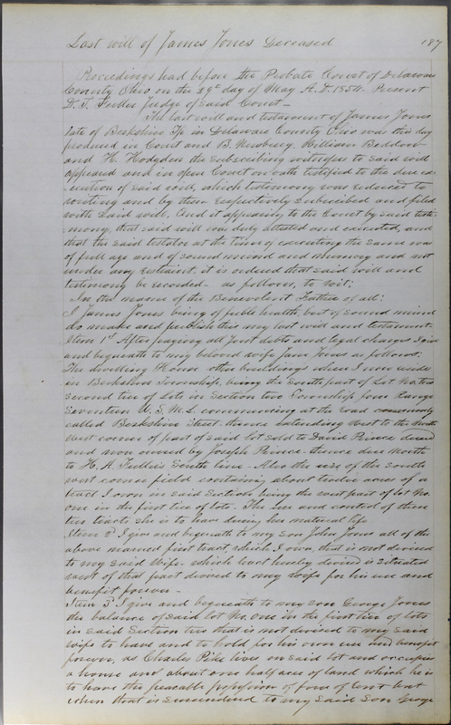 Delaware County Ohio Will Records Vol. 3 1850-1859 (p. 239)