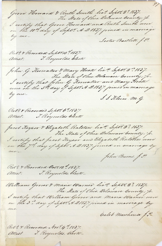 Marriage Records Vol.1 1835-1845 (p. 101)