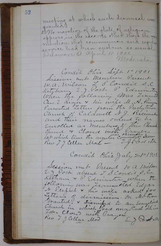 Sessional Records of the 1st Presbyterian Church of Trenton Delaware County Ohio 1873-1937 (p. 56)