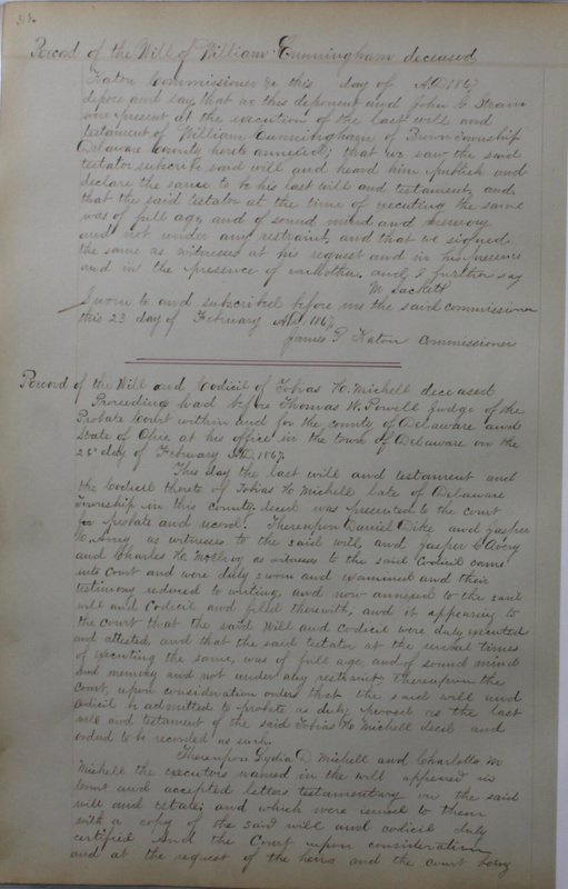 Delaware County Ohio Will Records Vol. 4 1859-1869 (p. 350)