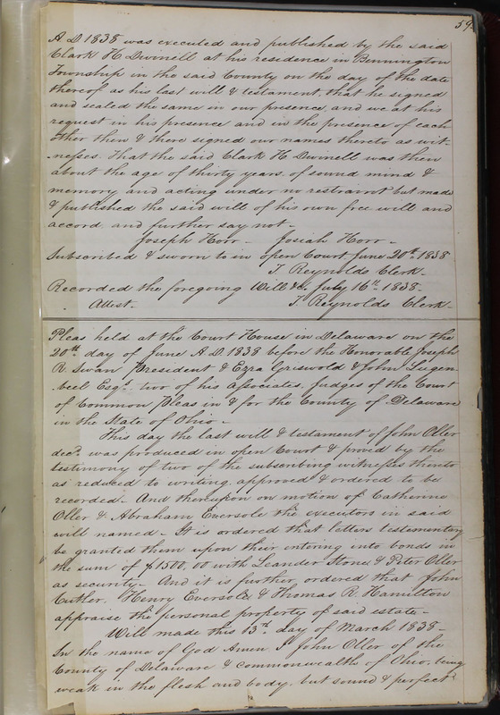 Delaware County Ohio Will Records Vol. 2 1835-1850 (p. 104)