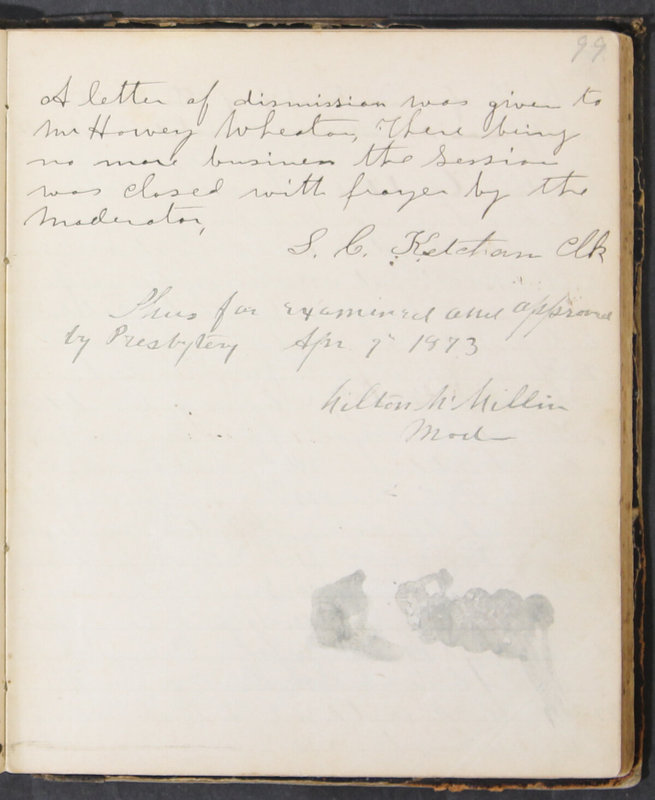 Sessional Records of the 1st Presbyterian Church of Trenton, Delaware Co., Ohio, 1831 (p. 105)