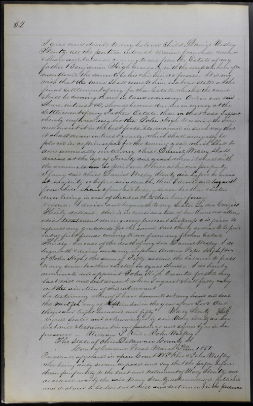 Delaware County Ohio Will Records Vol. 3 1850-1859 (p. 84)