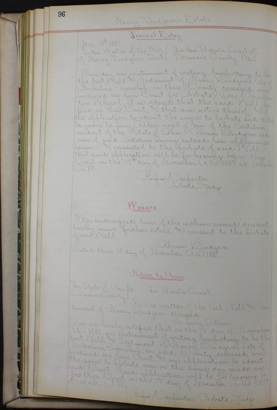 Delaware County Ohio Will Records Vol. 8 1887-1890 (p. 162)