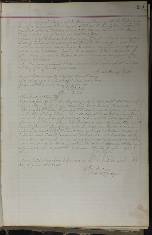 Delaware County Ohio Will Records Vol. 5 1869-1876 (p. 244)