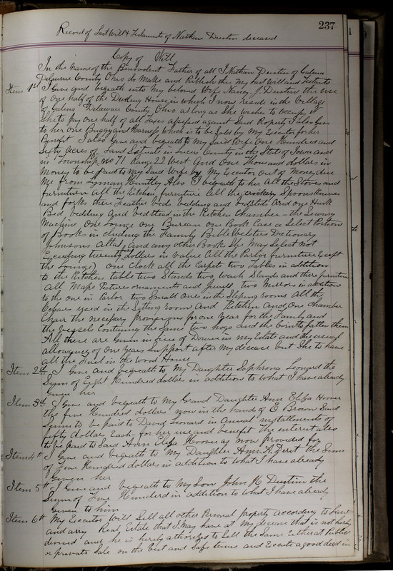 Delaware County Ohio Will Records Vol. 5 1869-1876 (p. 270)