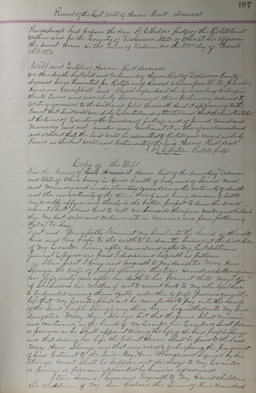 Delaware County Ohio Will Records Vol. 5 1869-1876 (p. 220)