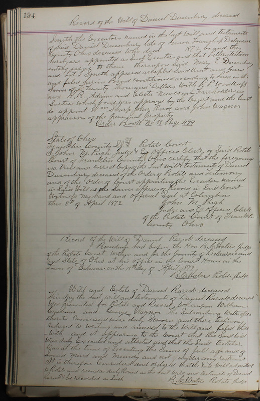 Delaware County Ohio Will Records Vol. 5 1869-1876 (p. 227)