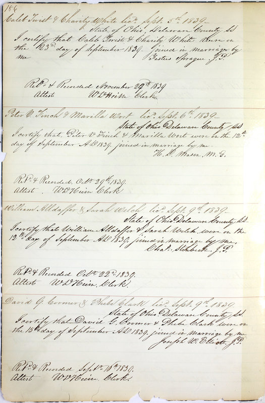 Marriage Records Vol.1 1835-1845 (p. 190)