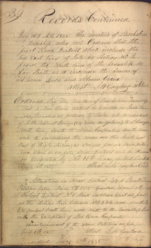 Record Book of Berkshire Township No. 2 1807-1843 (p. 52)