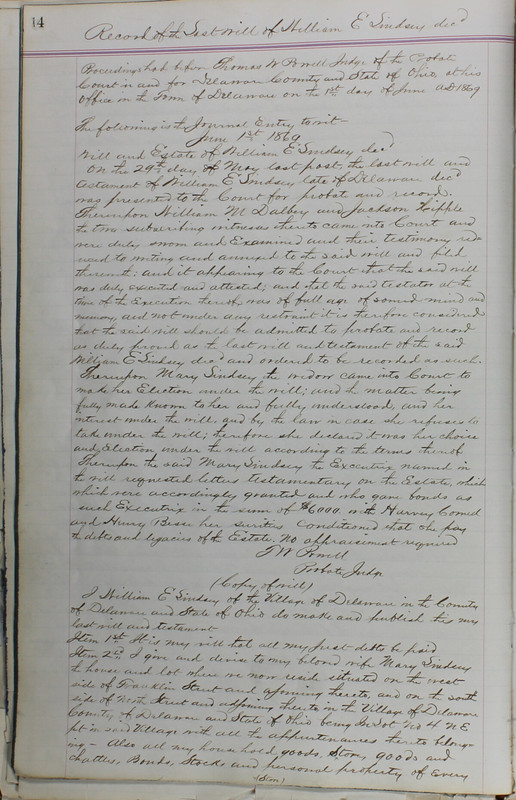 Delaware County Ohio Will Records Vol. 5 1869-1876 (p. 47)