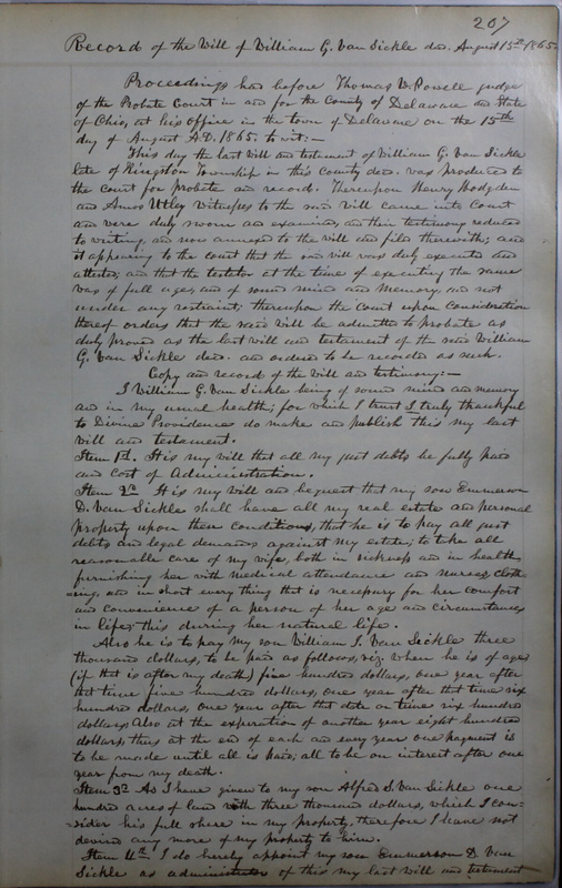 Delaware County Ohio Will Records Vol. 4 1859-1869 (p. 239)