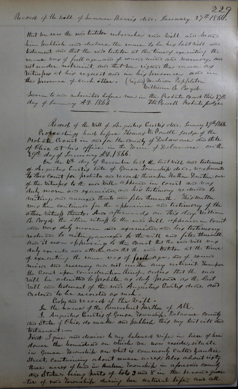 Delaware County Ohio Will Records Vol. 4 1859-1869 (p. 261)