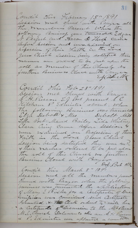 Sessional Records of the 1st Presbyterian Church of Trenton Delaware County Ohio 1873-1937 (p. 35)