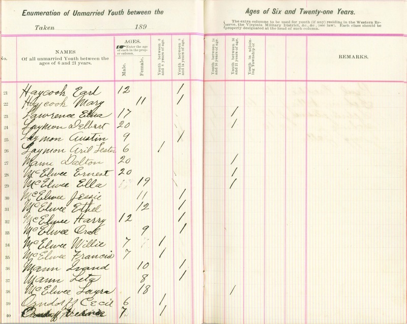 Harlem Township Enumeration of Youth Sub-District 6, July 22, 1896 (p. 5)